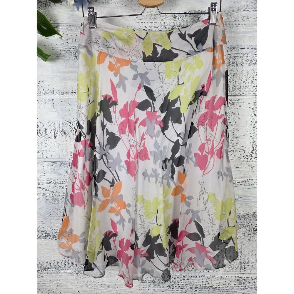 Alfani Silk Floral Midi Skirt NWT 6 Quiet Luxury Spring Wedding Guest Brunch - Picture 6 of 8